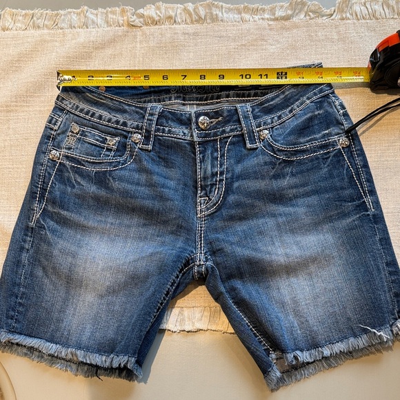 Miss Me Blue Denim Shorts with Wing Embellishments 28 - Picture 5 of 5